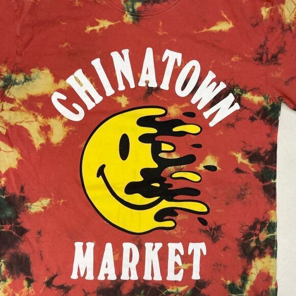 Chinatown Market Smiley Face Logo Graphic T-shirt Women Small Tie Dye Red - Picture 2 of 5
